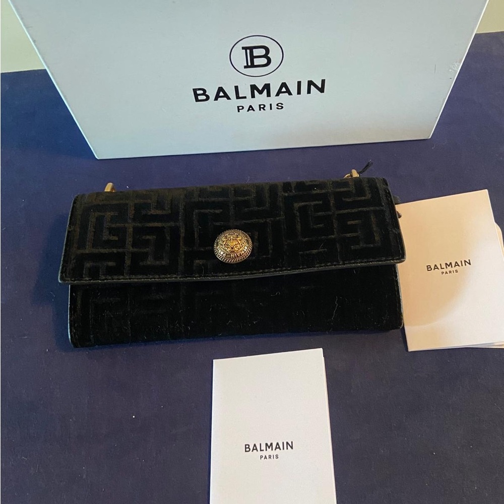 Balmain Black Velvet Women's wallet on chain